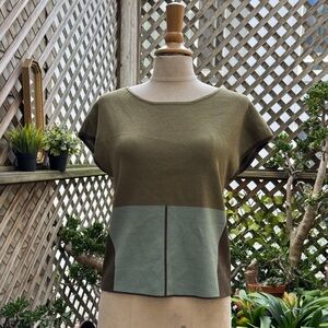 Mystree Color block Top. Size Small. Cap sleeves. Green & Aqua NWOT